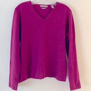 Fuscia cashmere oversized V-neck sweater